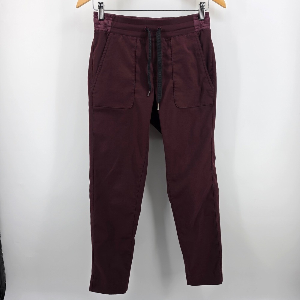 Lululemon Women's & Go Take You There Burgundy Jogger Trousers Drawstring Size 4